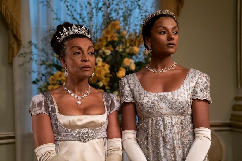 Adjoa Andoh as Lady Danbury, Simone Ashley as Kate Sharma on "Bridgerton." 