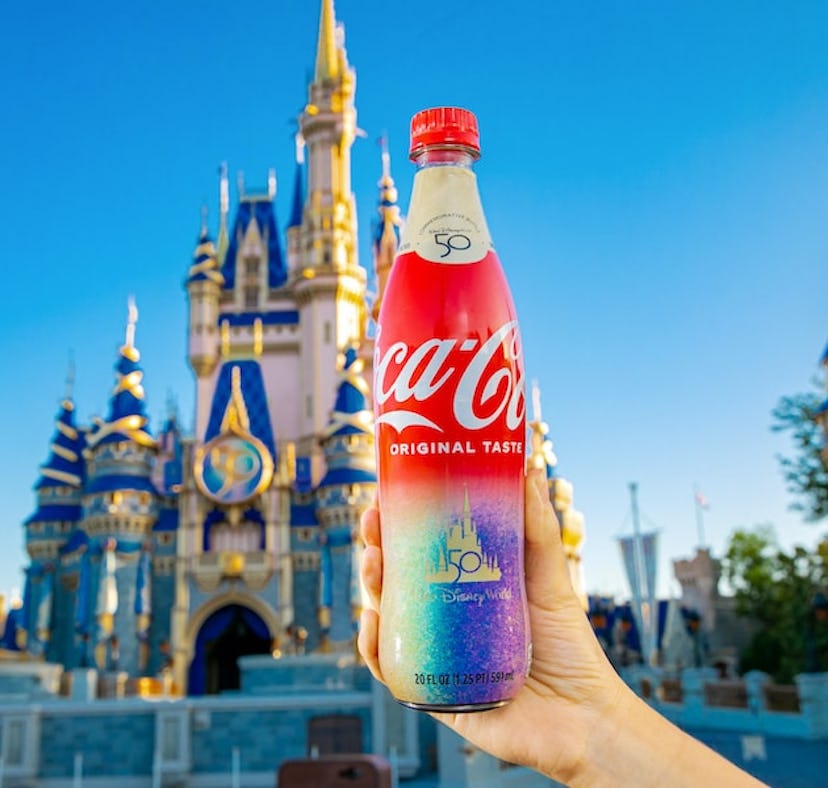 Disney World's new 50th anniversary Coca-Cola bottles sparkle in EARidescence.