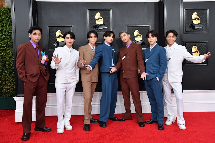 BTS arrives for the 64th Annual Grammy Awards
