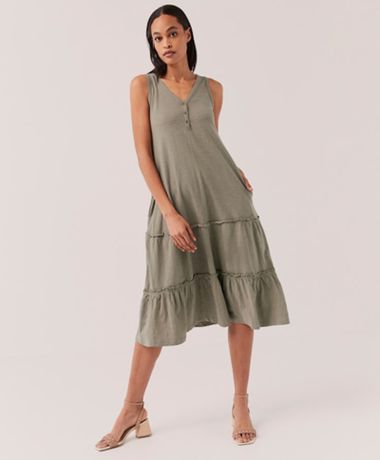 This gray midi dress Pact was ethically made from certified organic cotton.