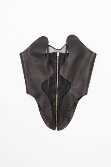 This leather bustier top from ASHLYN adheres to high sustainability standards.