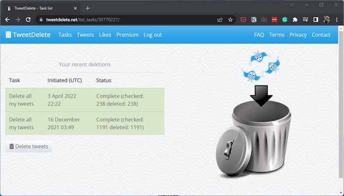 TweetDelete: I’ve deleted tweets on two occasions using TweetDelete.