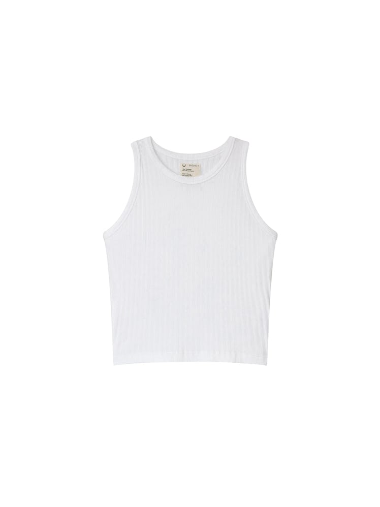 This ribbed white tank from For Days is a sustainably made wardrobe staple.