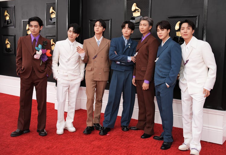 BTS attends the 64th Annual GRAMMY Awards