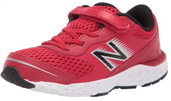 Red New Balance Kids' 680 V6 Hook and Loop Running Shoe in Wide and Extra Wide Toddler Sizes