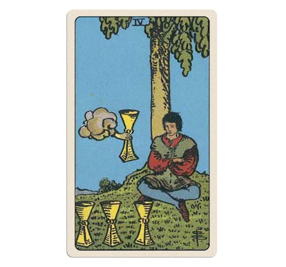The four of cups in the rider-waite tarot deck. Tarot reading for may 2022.