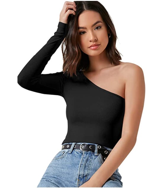 Floerns One Shoulder Long Sleeve Top