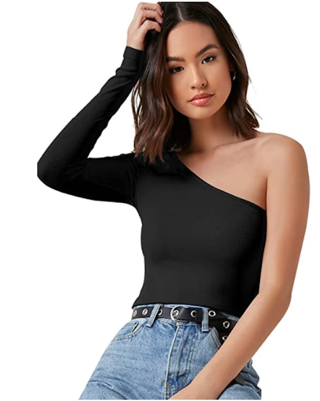 Floerns One Shoulder Long Sleeve Top