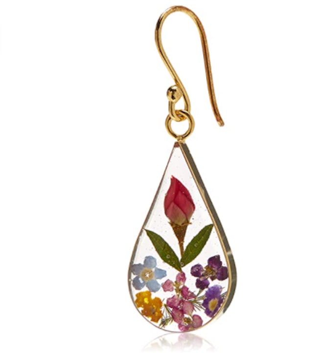 Amazon Collection Sterling Silver Pressed Flower Teardrop Earrings