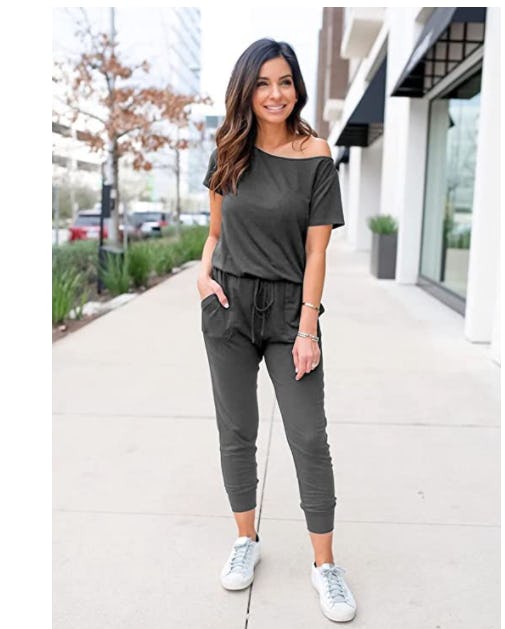 PRETTYGARDEN Women&rsquo;s Loose Solid Off Shoulder Long Jumpsuit