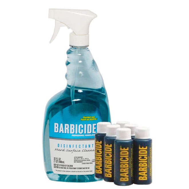 Barbicide Spray Disinfectant With Bullets can clean trimming scissors