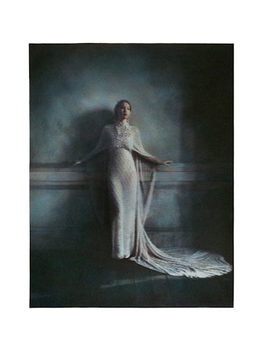 Lila Moss wearing a long gown in a photo by Nikolai von Bismarck