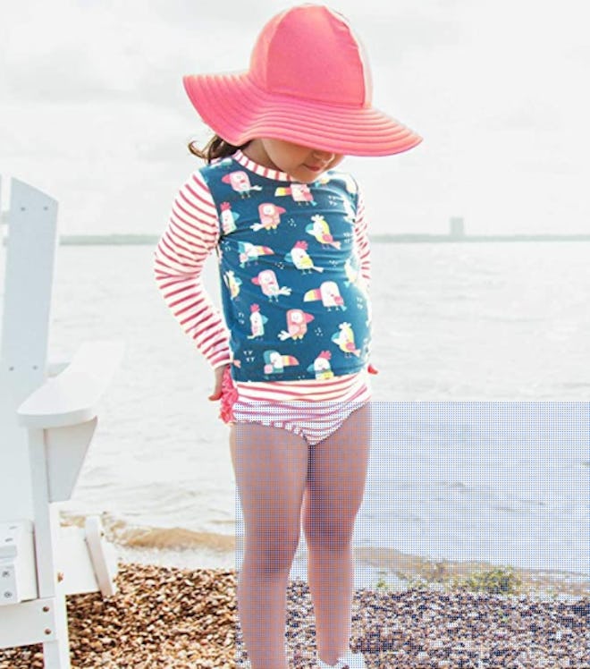 RuffleButts® Baby/Toddler Girls Rash Guard 2-Piece Swimsuit Set With UPF 50+ Sun Protection