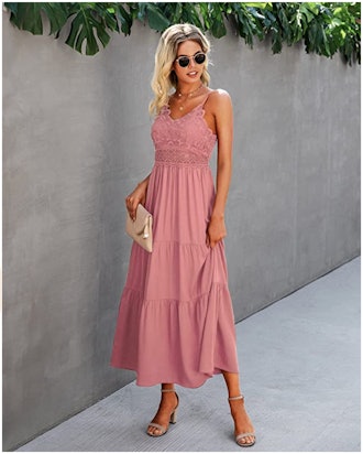 Dokuritu Lace Spaghetti Strap Maxi Dress