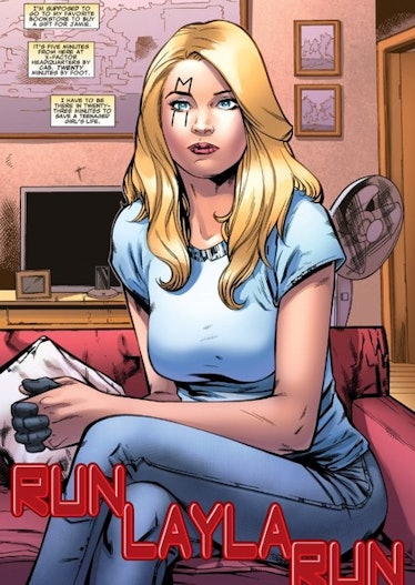 Layla Miller sitting in a Marvel comic