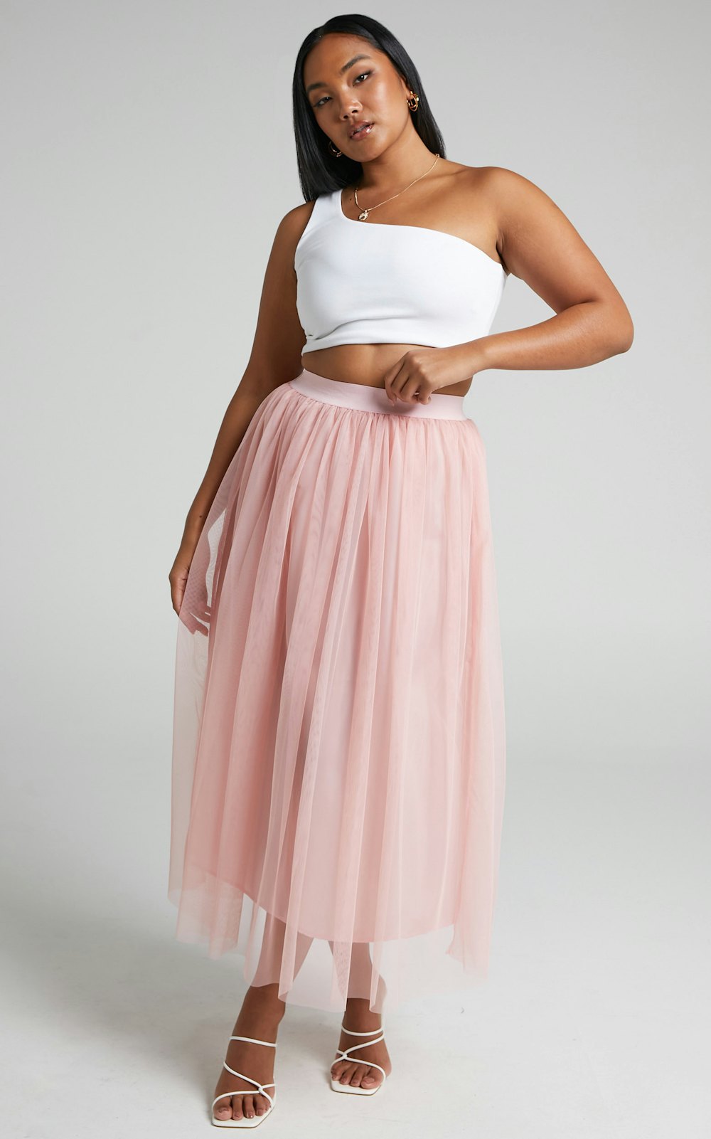 LOUEJOY MAXI SKIRT IN TULLE IN PALE PINK