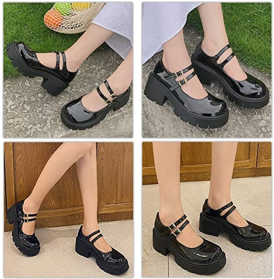 CYNLLIO Platform Ankle Strap Mary Jane Pumps