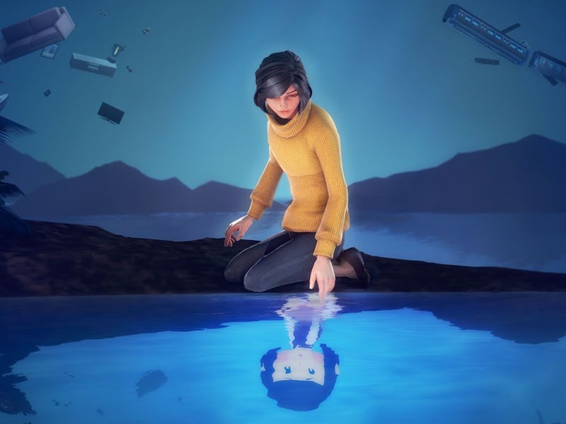 Miriam touching water