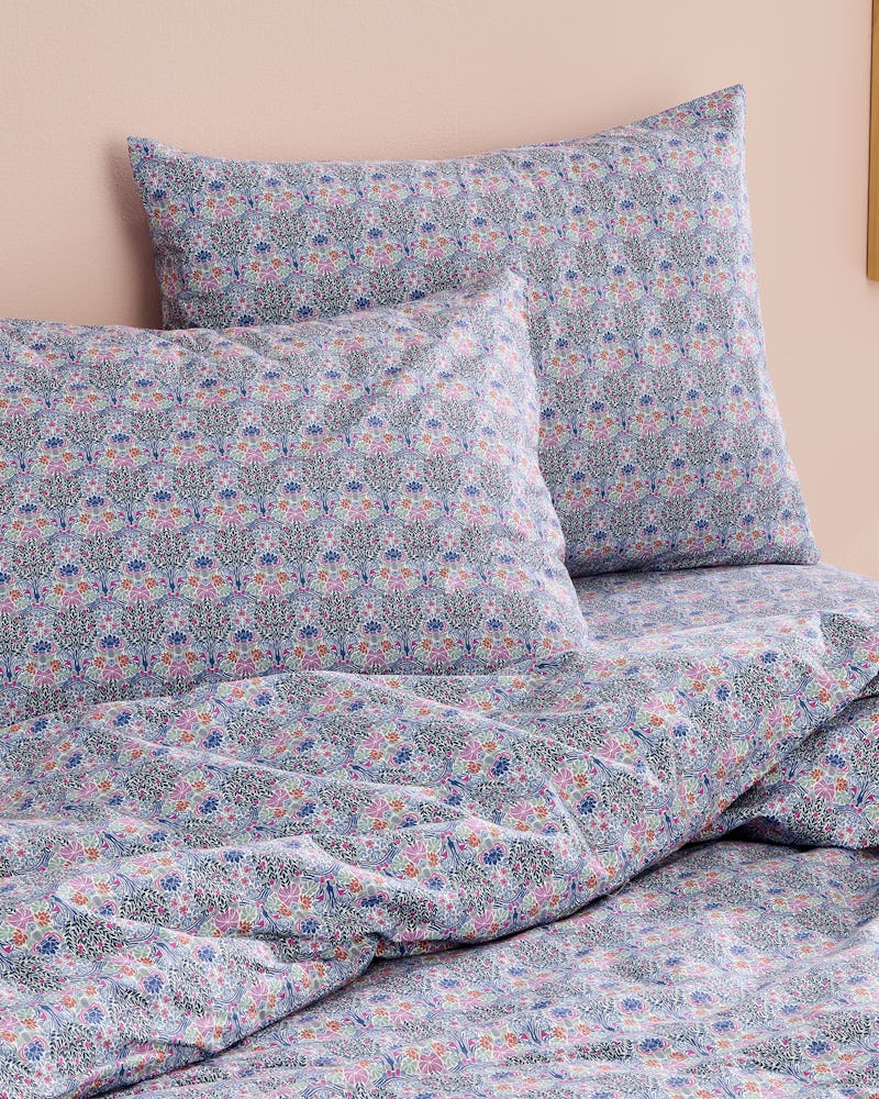 The J.Crew x Liberty home collection features printed bedding