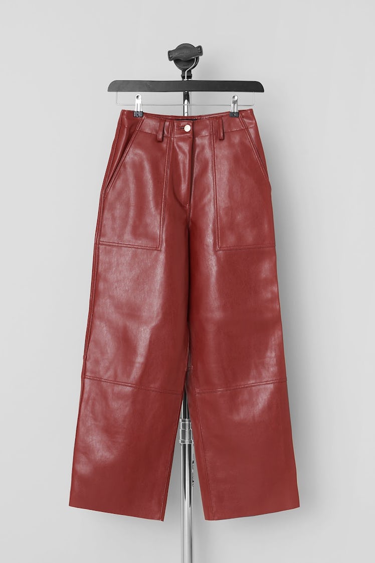 These red wide-leg pants from Deadwood are sustainably made from vegan cactus leather.