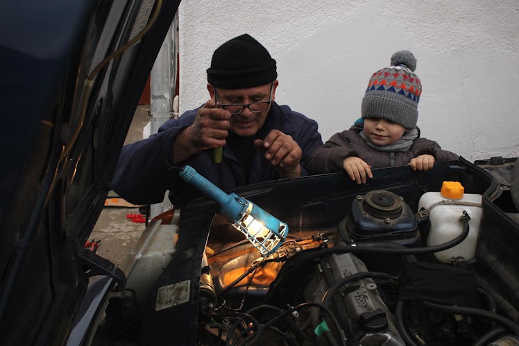 Grandpa and grandson, Ukraine.