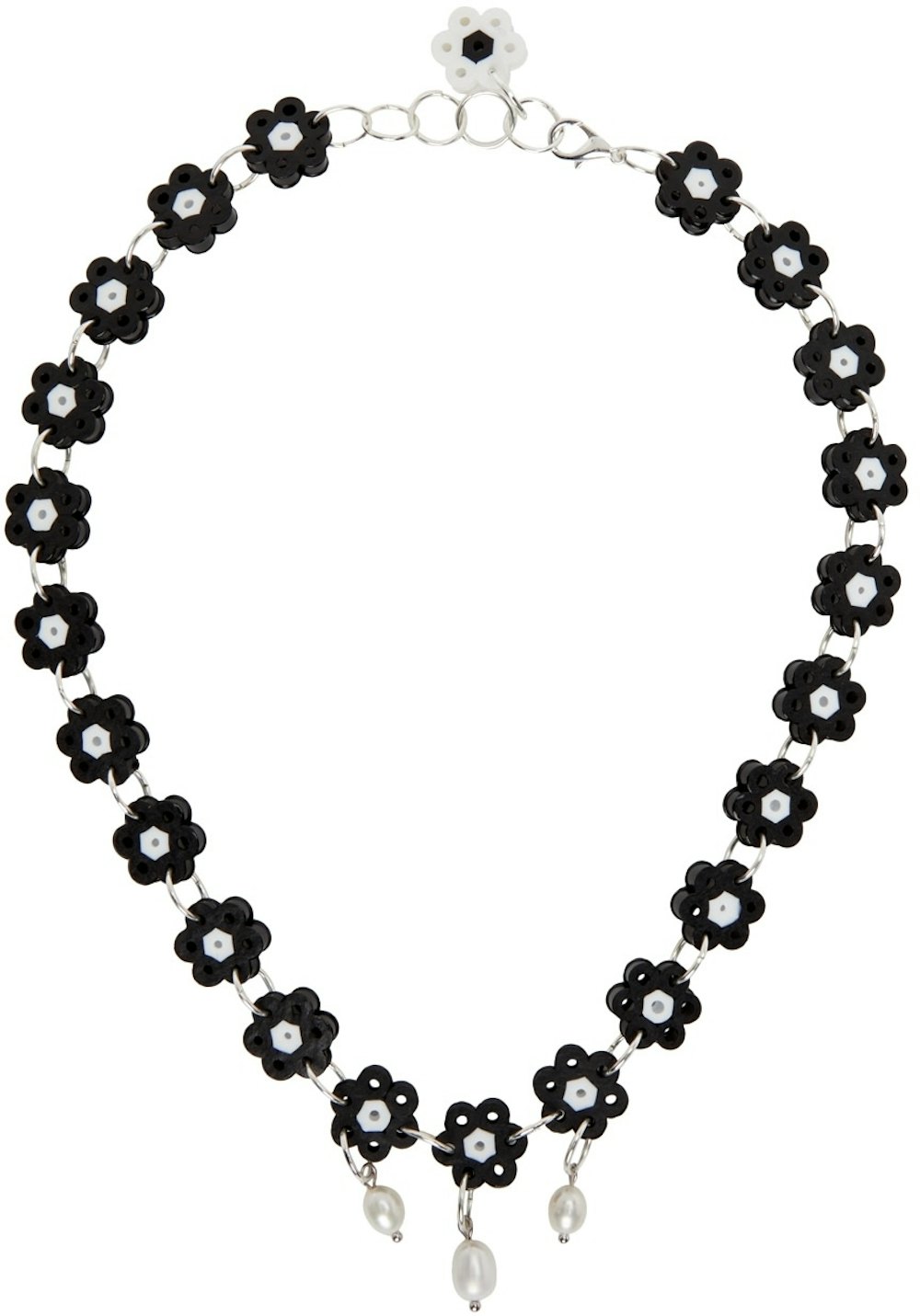 Black & White Daisy Chains Choker Necklace