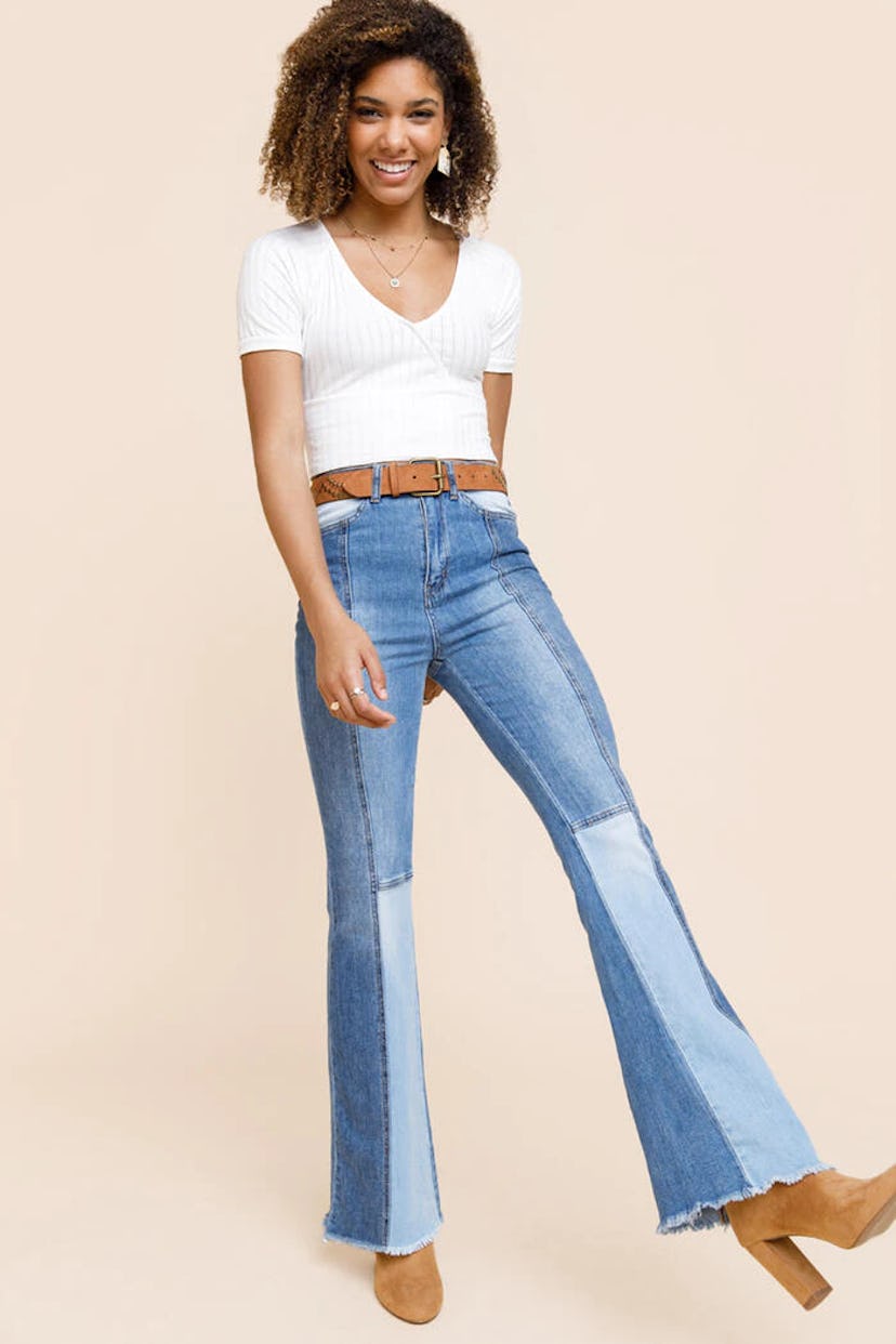 Harper Heritage Split Wash Flare Jeans