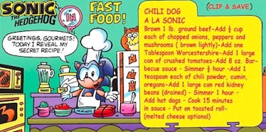 Sonic’s own personal recipe from Sonic the Hedgehog #1 in 1993.