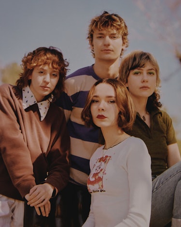 American punk rock band The Regrettes members group picture of them in a retro looking picture, look...