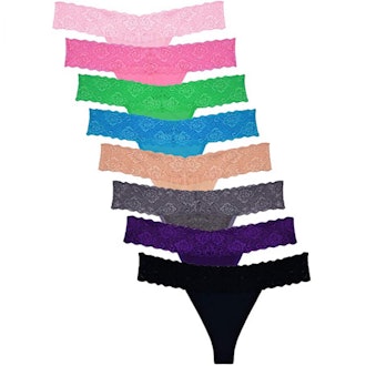 Sunm Boutique Thin Lace Cheeky Thong Panties (8-Pack)