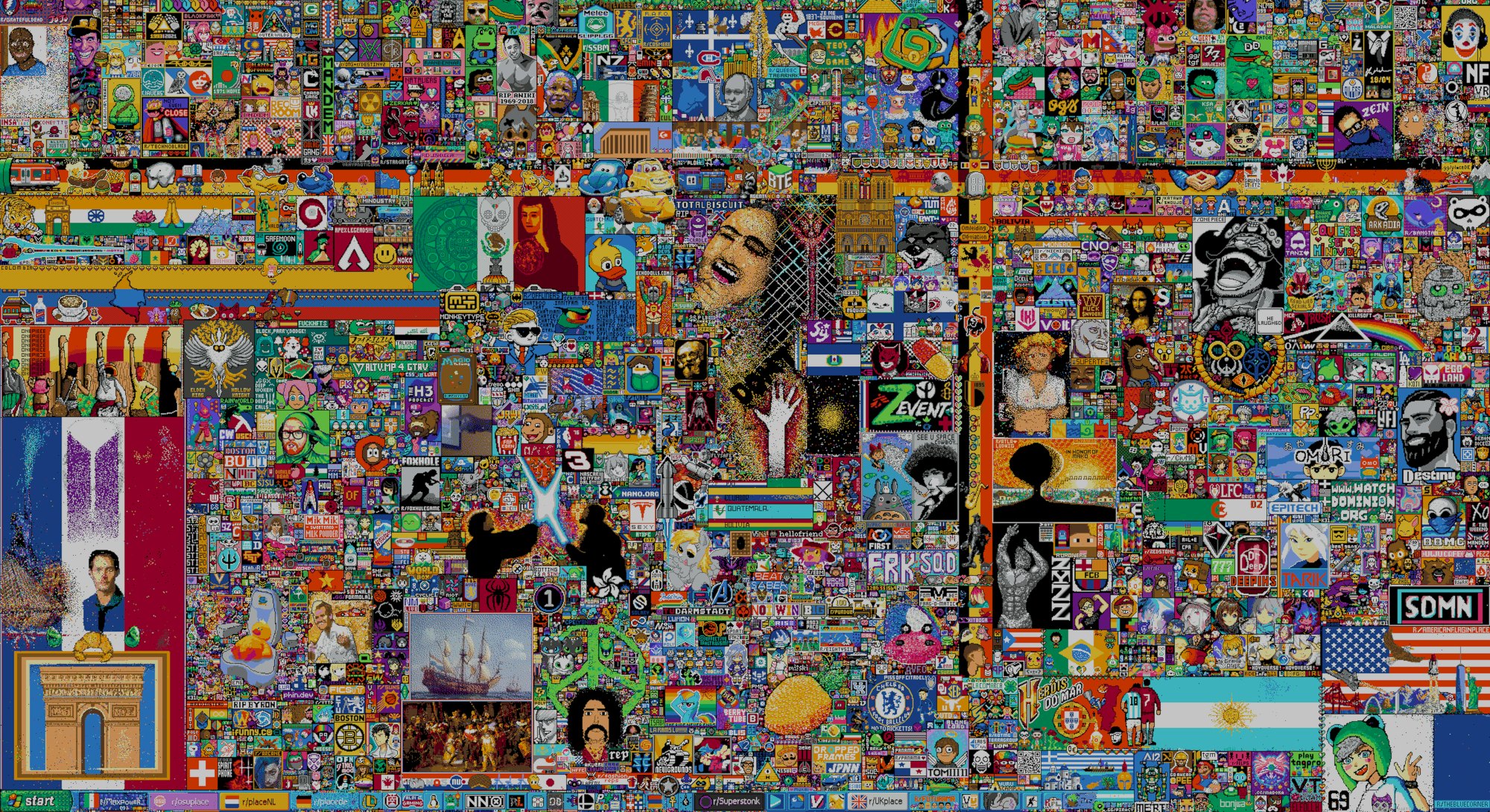 The 16k version of the final r/place canvas.