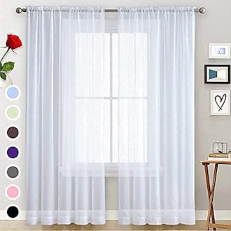 SpaceDresser Sheer Voile Window Curtain (2-Pack)