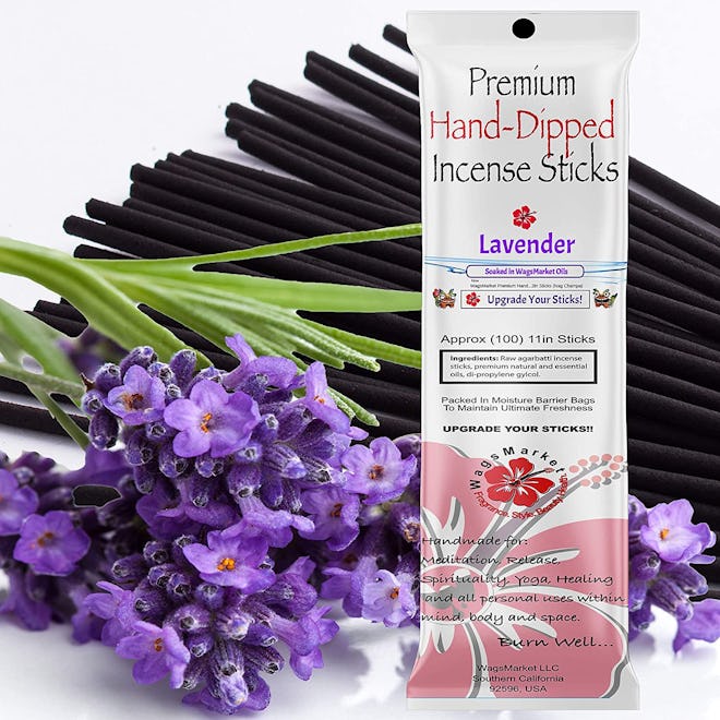WagsMarket Premium Hand Dipped Lavender Incense (100 Sticks) 