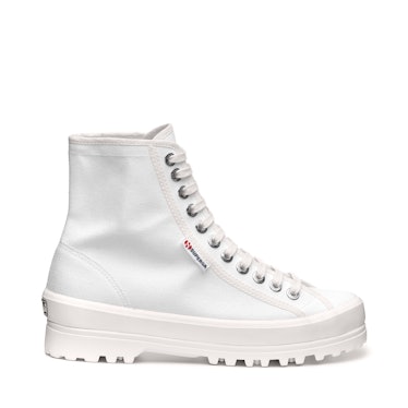 These white high-top Superga Alpina sneakers are perfect for everyday wear.