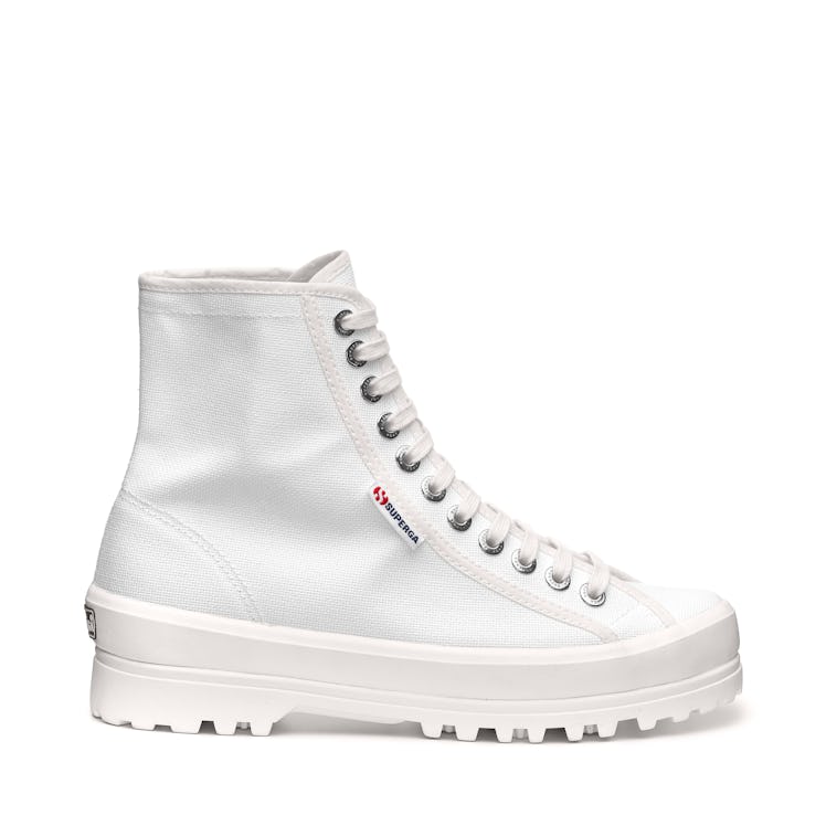 These white high-top Superga Alpina sneakers are perfect for everyday wear.