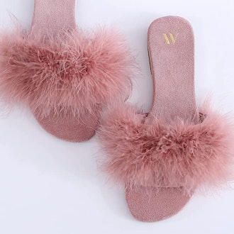 Amélie Home Suede Turkey Feather Slippers