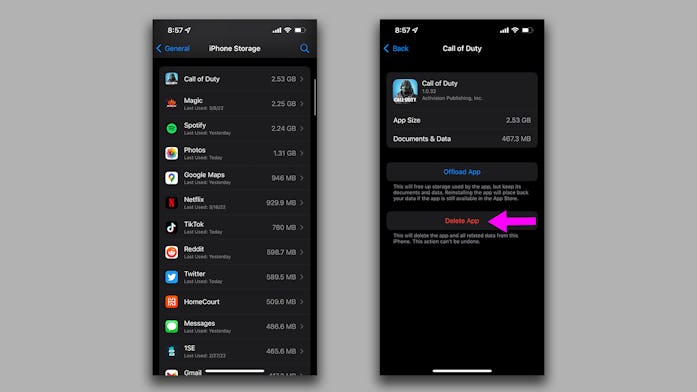 Call of Duty takes up nearly 3GB of space on my iPhone and I’m absolute trash at the game. Delete it...