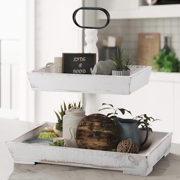 Gneric Square 2-Tiered Tray Stand