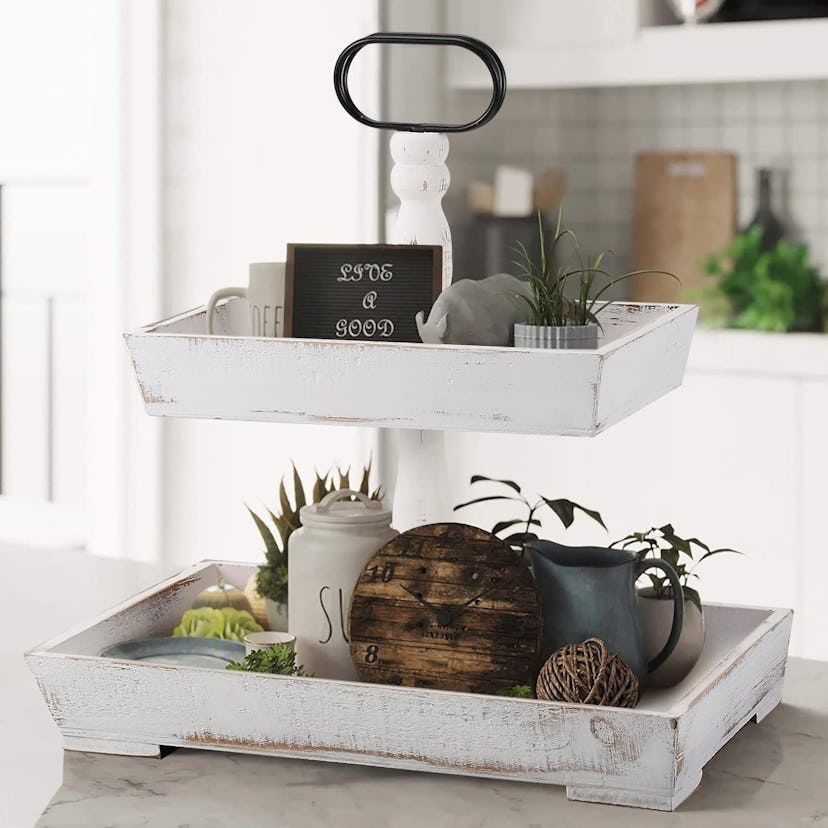Gneric Square 2-Tiered Tray Stand