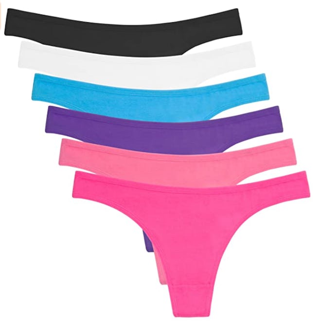 ANZERMIX Women's Breathable Cotton Thong Panties (6-pack)