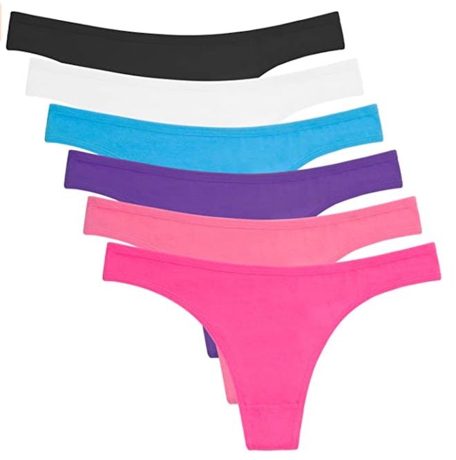 ANZERMIX Women’s Breathable Cotton Thong Panties (6-pack)