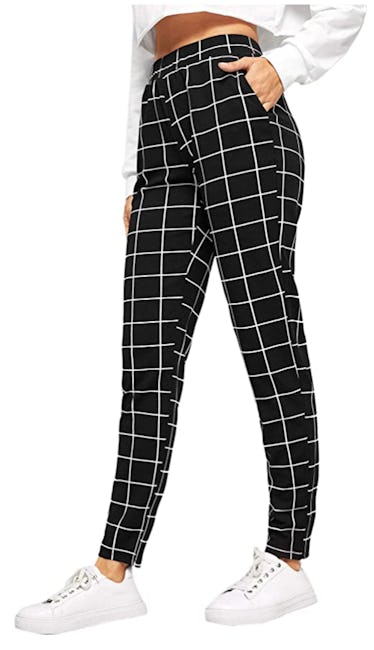 SweatyRocks Women's Pants Casual High Waist Skinny Leggings Stretchy Work Pants