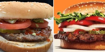 Side by side comparison of the actual Whooper and its advertisement 