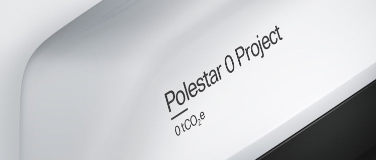 "Polestar's 0 Project" text on a white background