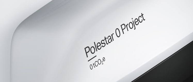 "Polestar's 0 Project" text on a white background