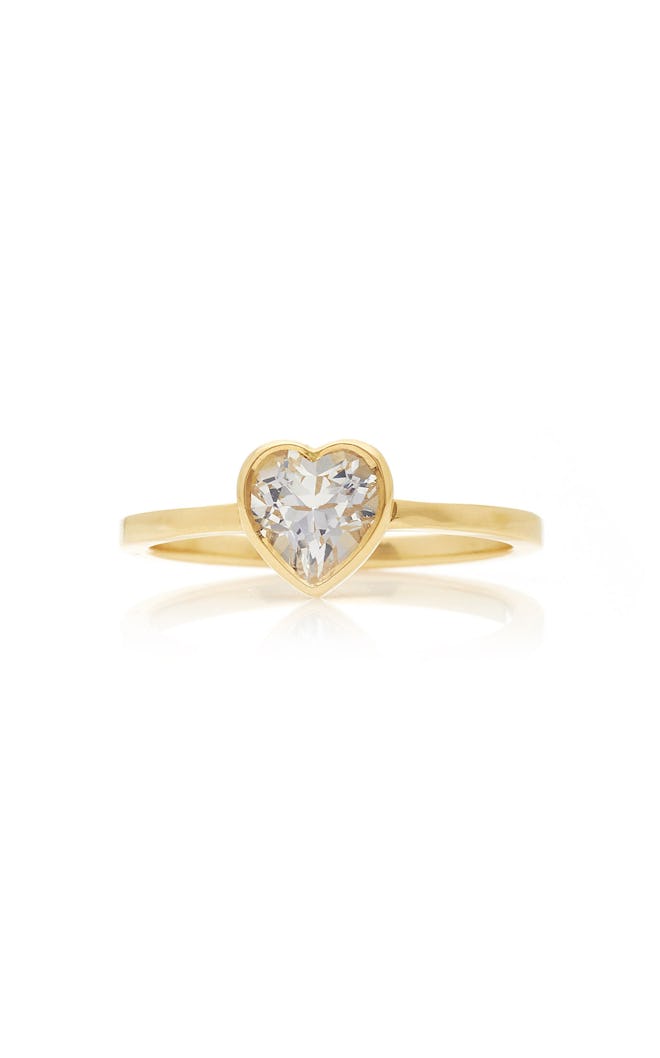 Katey Walker Tiny Heart 18K Gold and Topaz Ring