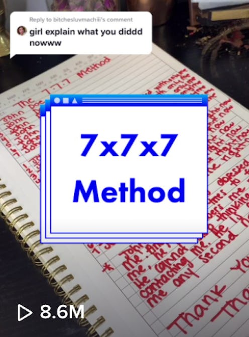 A screenshot of TikTok user @babywitchred's 777 manifesting method, which is going viral on tiktok.