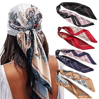 AWAYTR Satin Large Square Head Scarves (4-Pack)