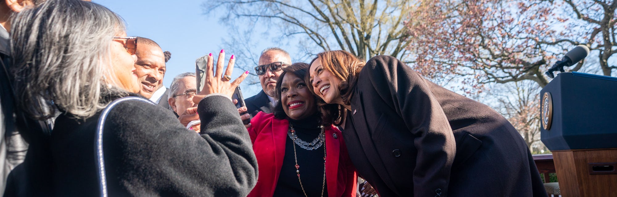 At Vice President Kamala Harris' house, she hosted local leaders for a Women's History Month celebra...