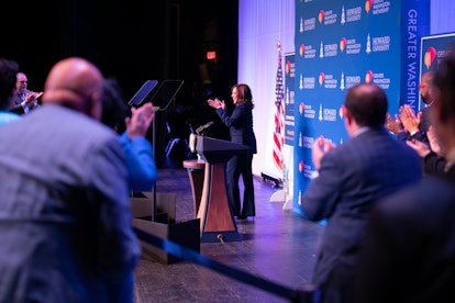 The morning after a party at Kamala Harris' house, she visited her alma mater, Howard University. 